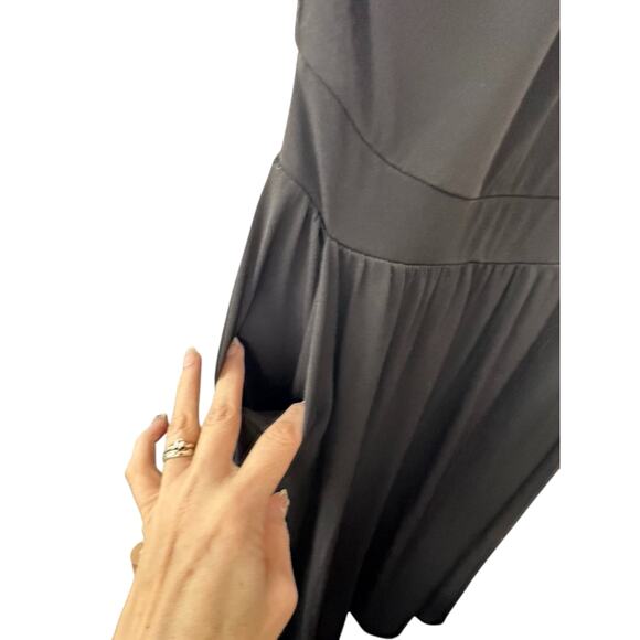 Torrid Deep Black Tea Length Studio Knit Halter Dress Women's Size 12 Large New - Picture 11 of 12